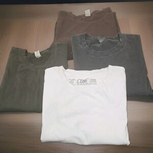 COVE Mens 2XL T Shirt Lot 4 Garment Dyed Cotton Tees Brown Gray Green White